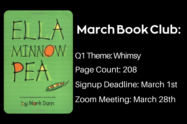 Graphic with details about March book club