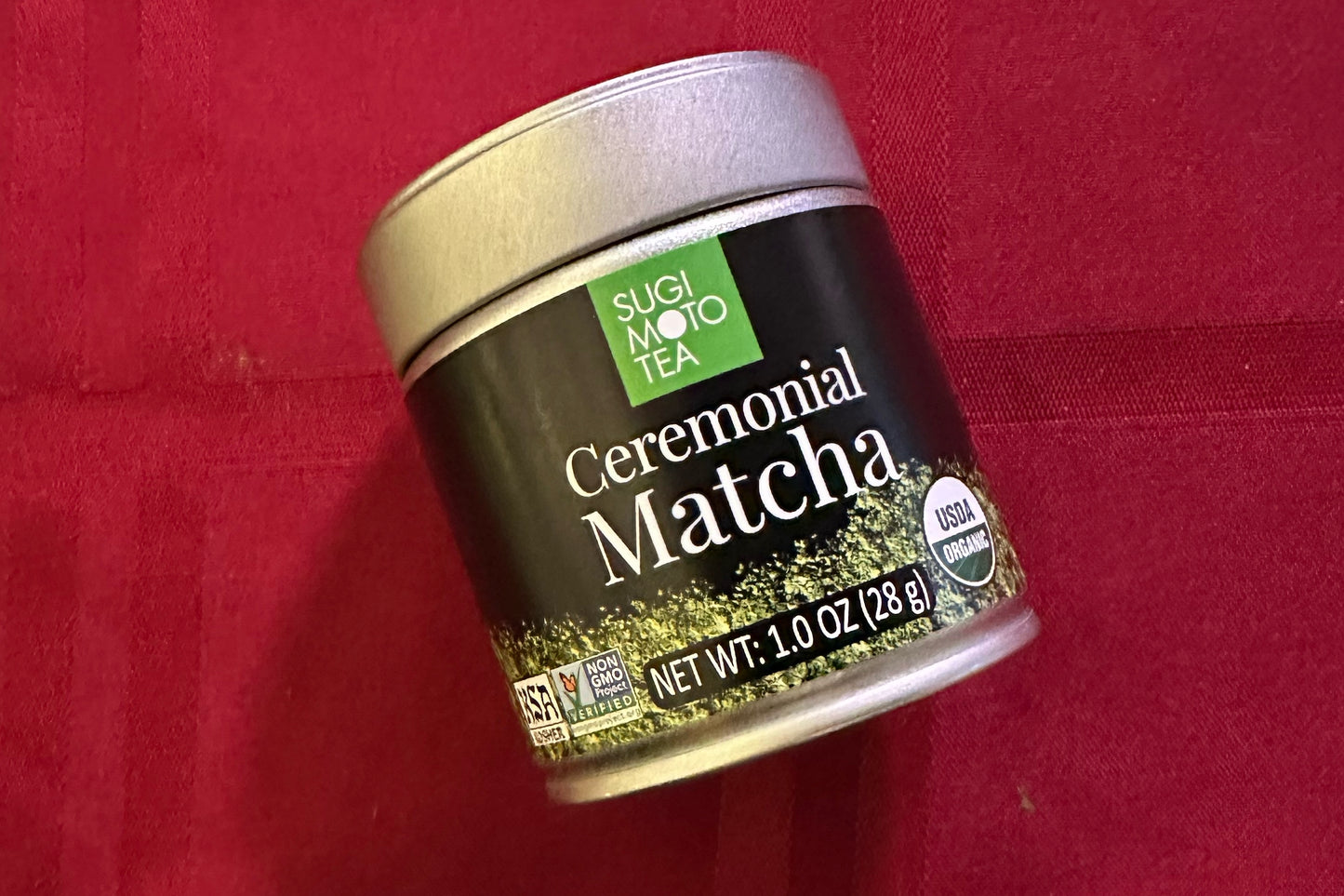 a closed tin of ceremonial matcha